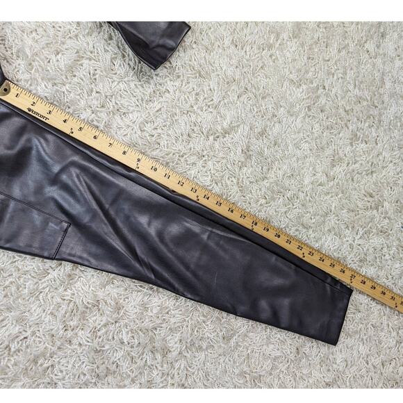 Zara High Rise Faux Leather Pants with Cargo Pockets and Snap Ankles Black Small - Picture 8 of 14